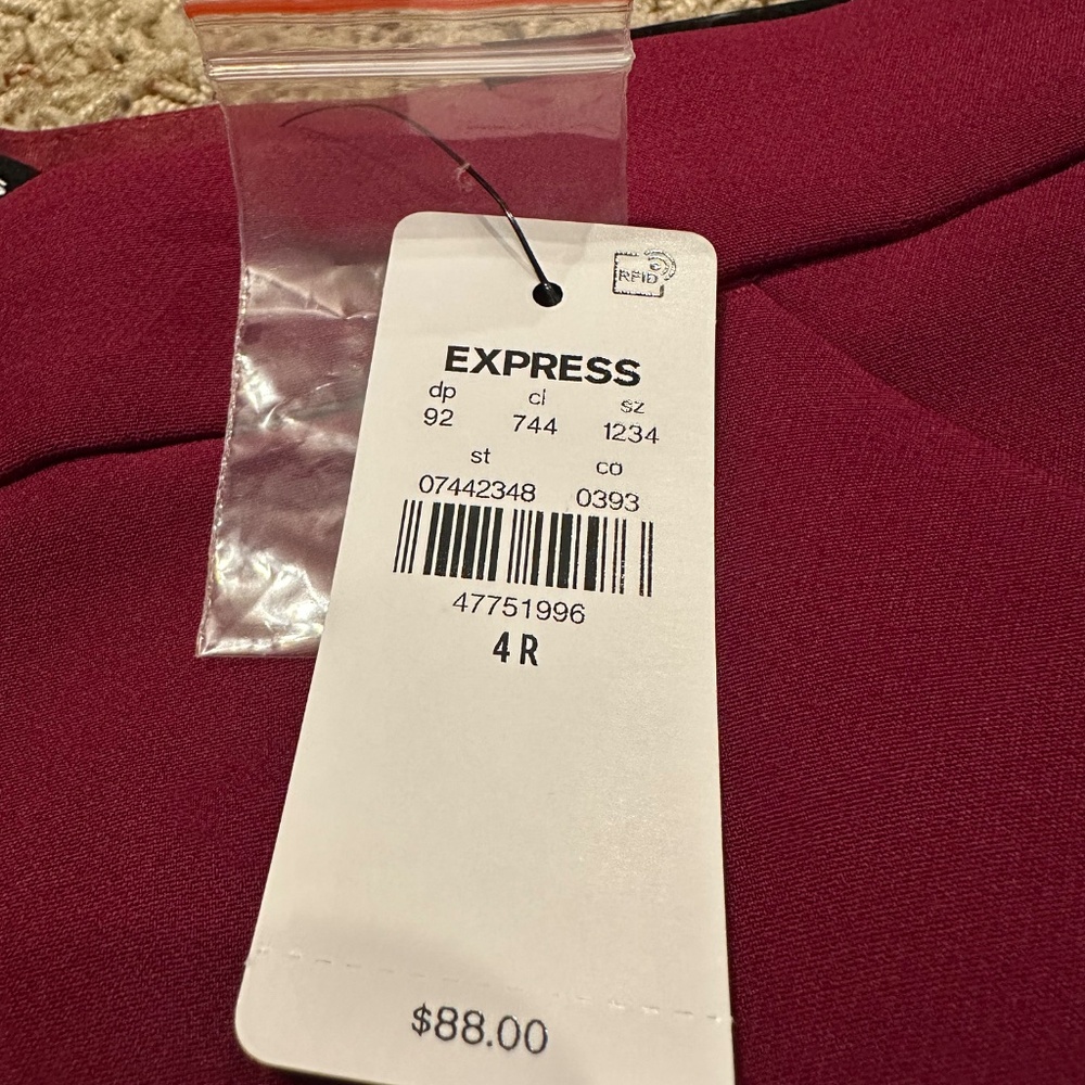 NWT Express Editor High Rise Flare Pants - 4R - Berry - Picture 2 of 14
